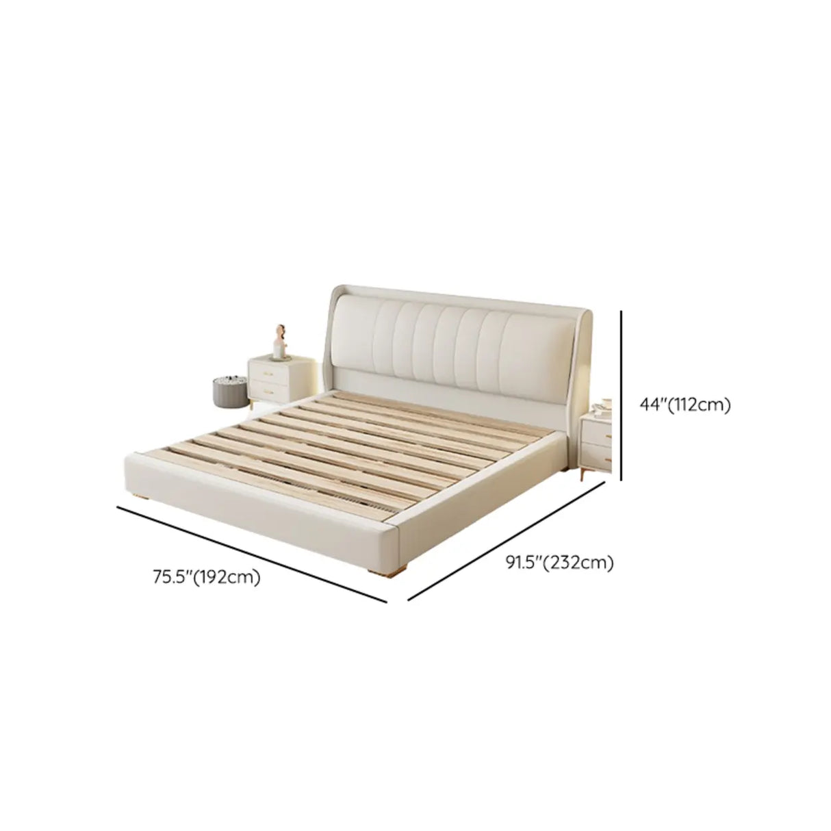 White Queen Upholstered Leather Comfort Storage Bed Image - 16
