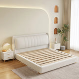White Queen Upholstered Leather Comfort Storage Bed Image - 4