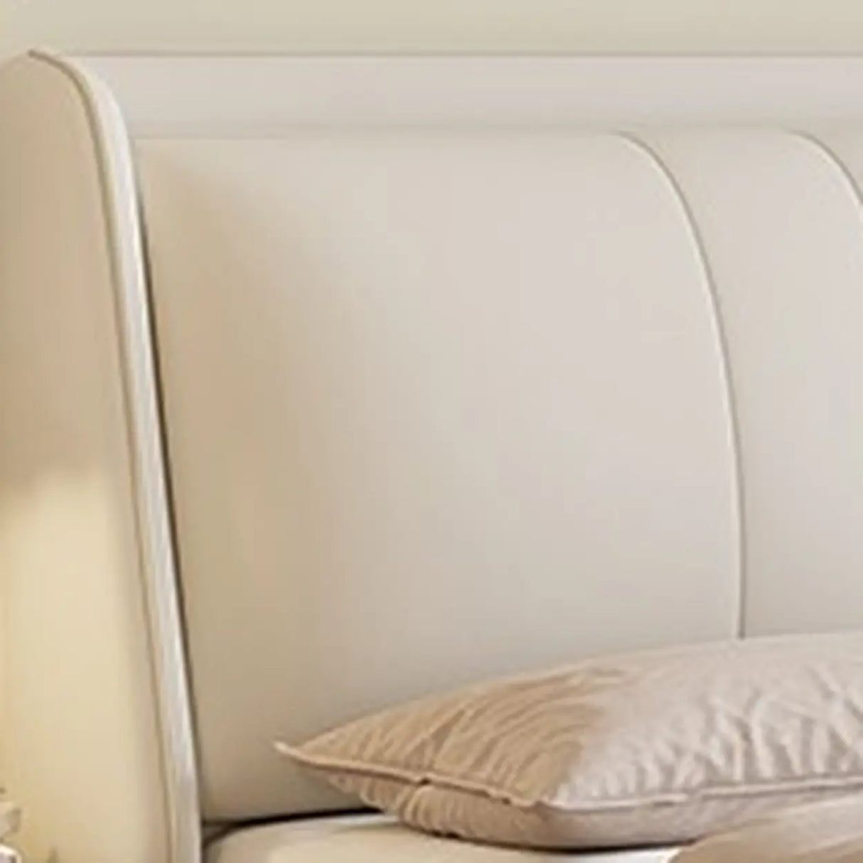White Queen Upholstered Leather Comfort Storage Bed Image - 7