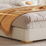 White Queen Upholstered Leather Comfort Storage Bed Image - 9