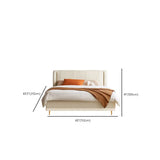 White Queen Upholstered Leather Slat Bed with Headboard #size