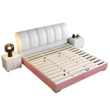 White Queen Upholstered Leather Storage Included Bed Image - 6