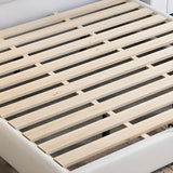 White Queen Upholstered Leather Storage Included Bed Image - 8