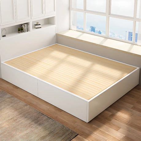 White Queen Wood Storage Open-Frame Bed with Drawers Image - 1