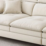 White Recessed Arm Fabric Stationary L-Shape Sofa Chaise Image - 6