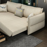 White Recessed Arm Sleeper Sofa Bed with Slipcover Image - 10