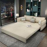 White Recessed Arm Sleeper Sofa Bed with Slipcover Image - 3