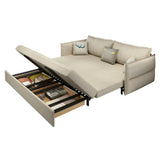 White Recessed Arm Sleeper Sofa Bed with Slipcover Image - 6