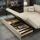 White Recessed Arm Sleeper Sofa Bed with Slipcover Image - 7