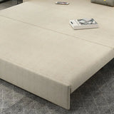 White Recessed Arm Sleeper Sofa Bed with Slipcover Image - 8