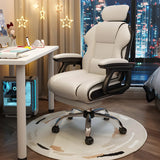 White Recliner Ergonomic Leather High-Back Gaming Chair Image - 1