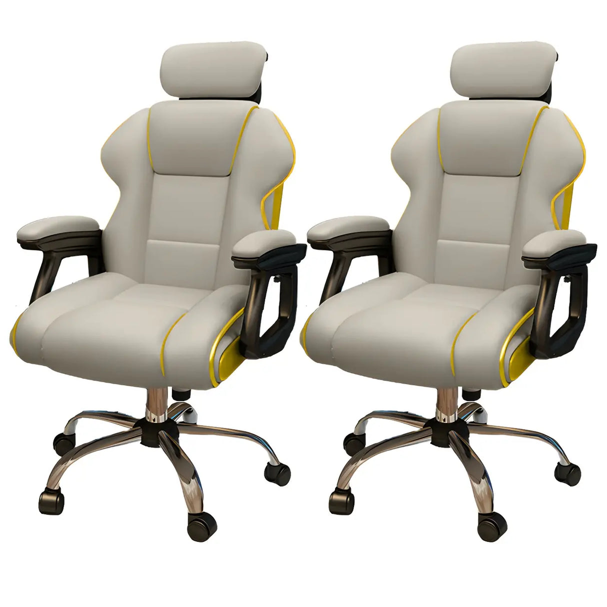 White Recliner Ergonomic Leather High-Back Gaming Chair Image - 28