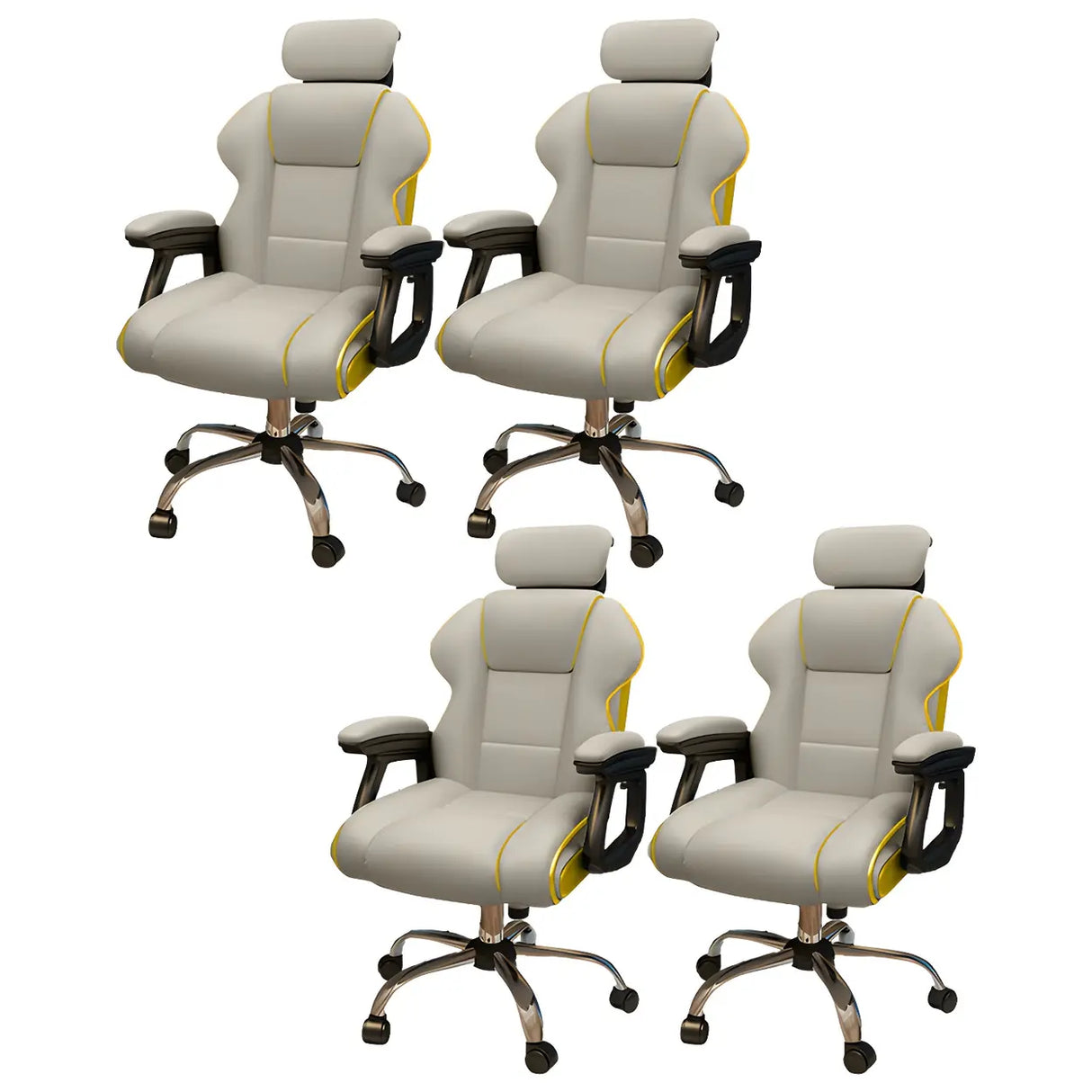 White Recliner Ergonomic Leather High-Back Gaming Chair Image - 29