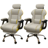 White Recliner Ergonomic Leather High-Back Gaming Chair Image - 12