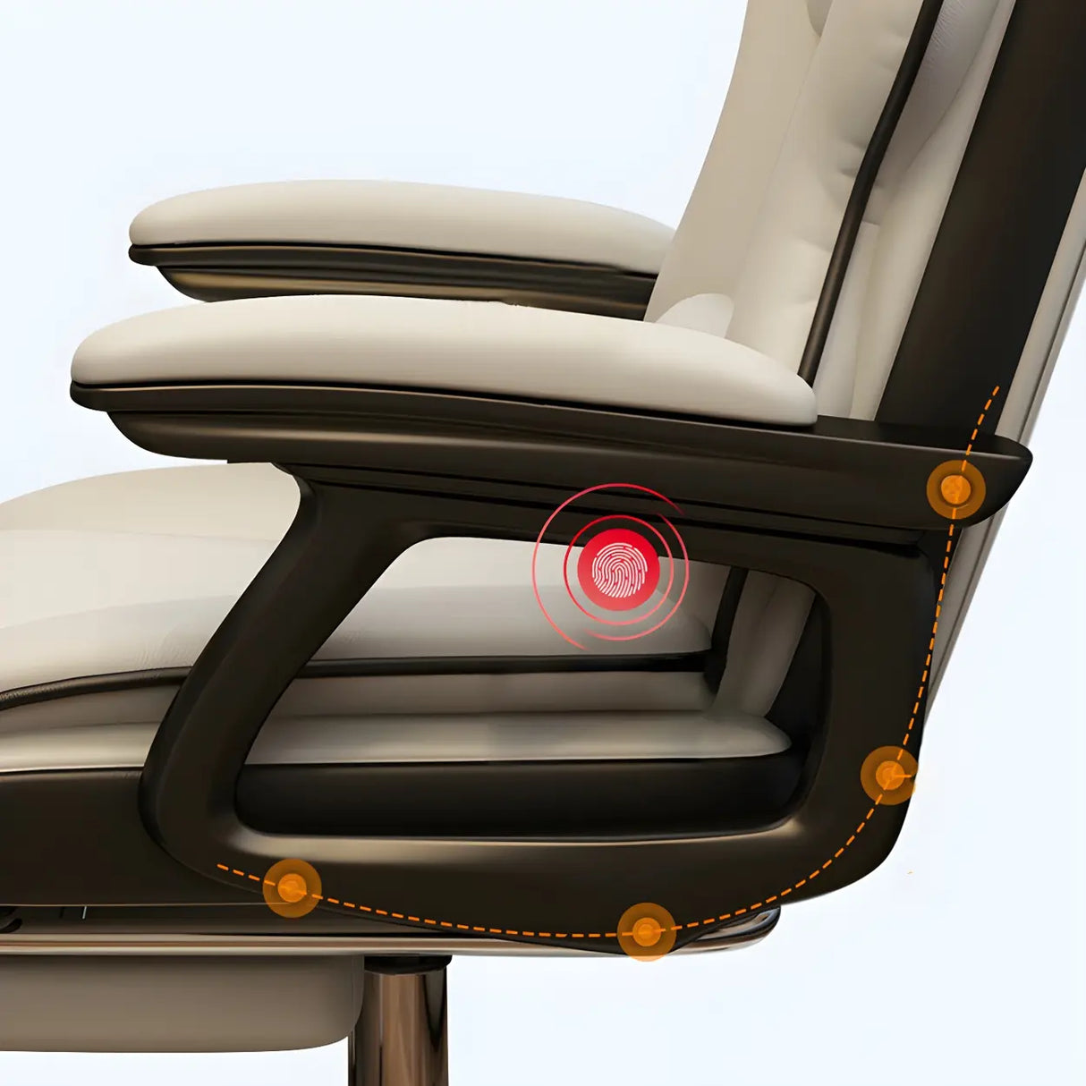 White Recliner Ergonomic Leather High-Back Gaming Chair Image - 13