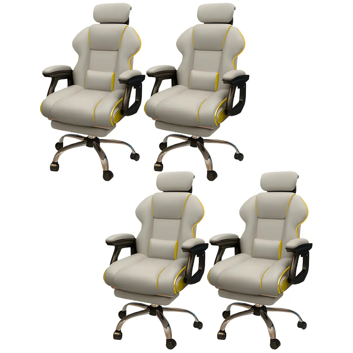 White Recliner Ergonomic Leather High-Back Gaming Chair Image - 14