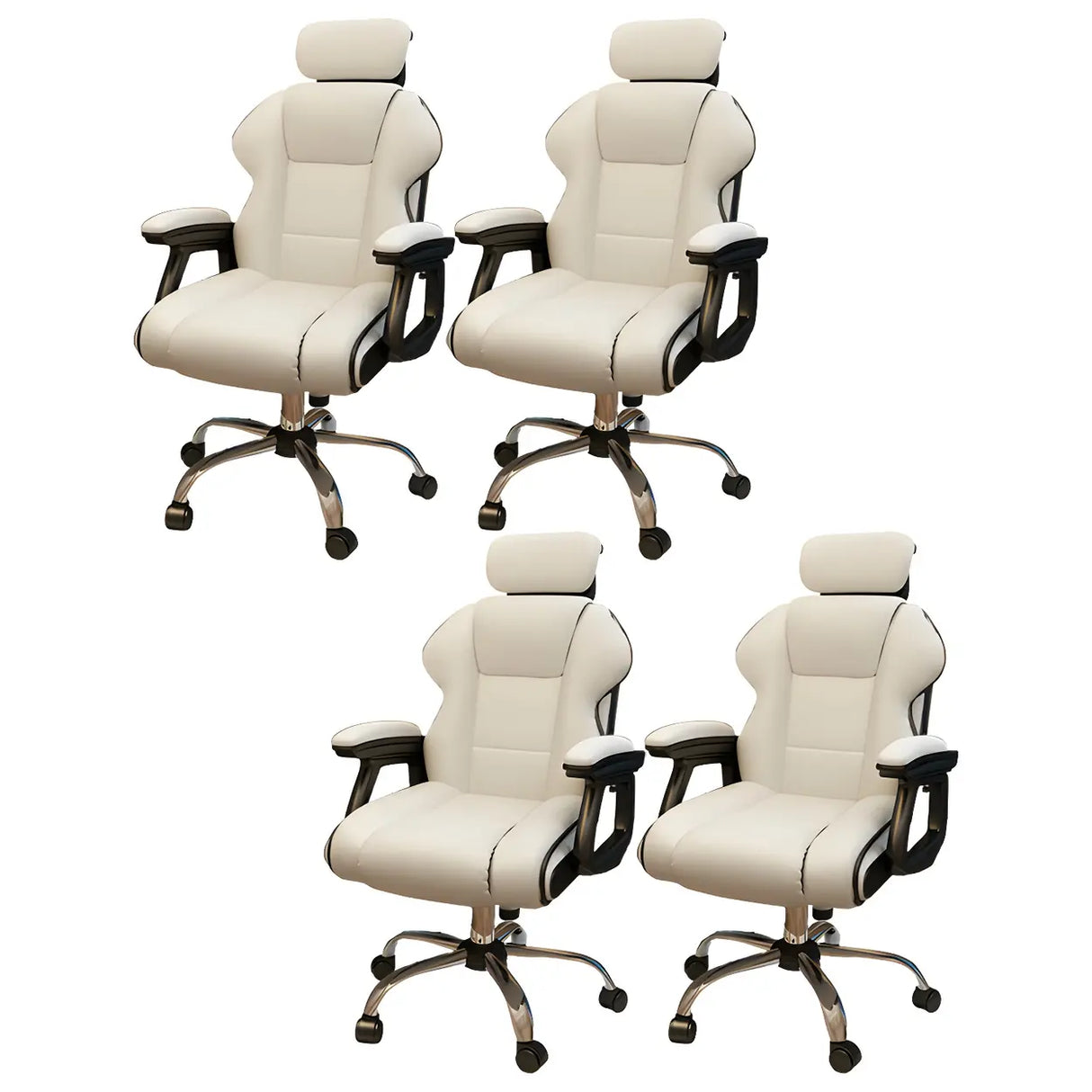 White Recliner Ergonomic Leather High-Back Gaming Chair Image - 33