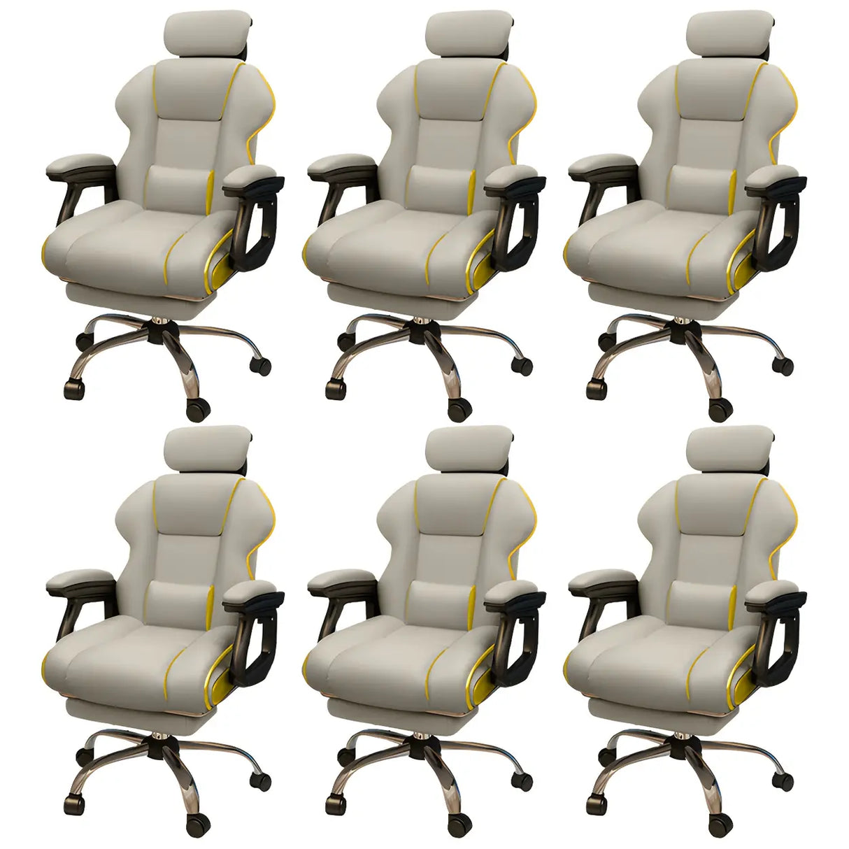 White Recliner Ergonomic Leather High-Back Gaming Chair Image - 16