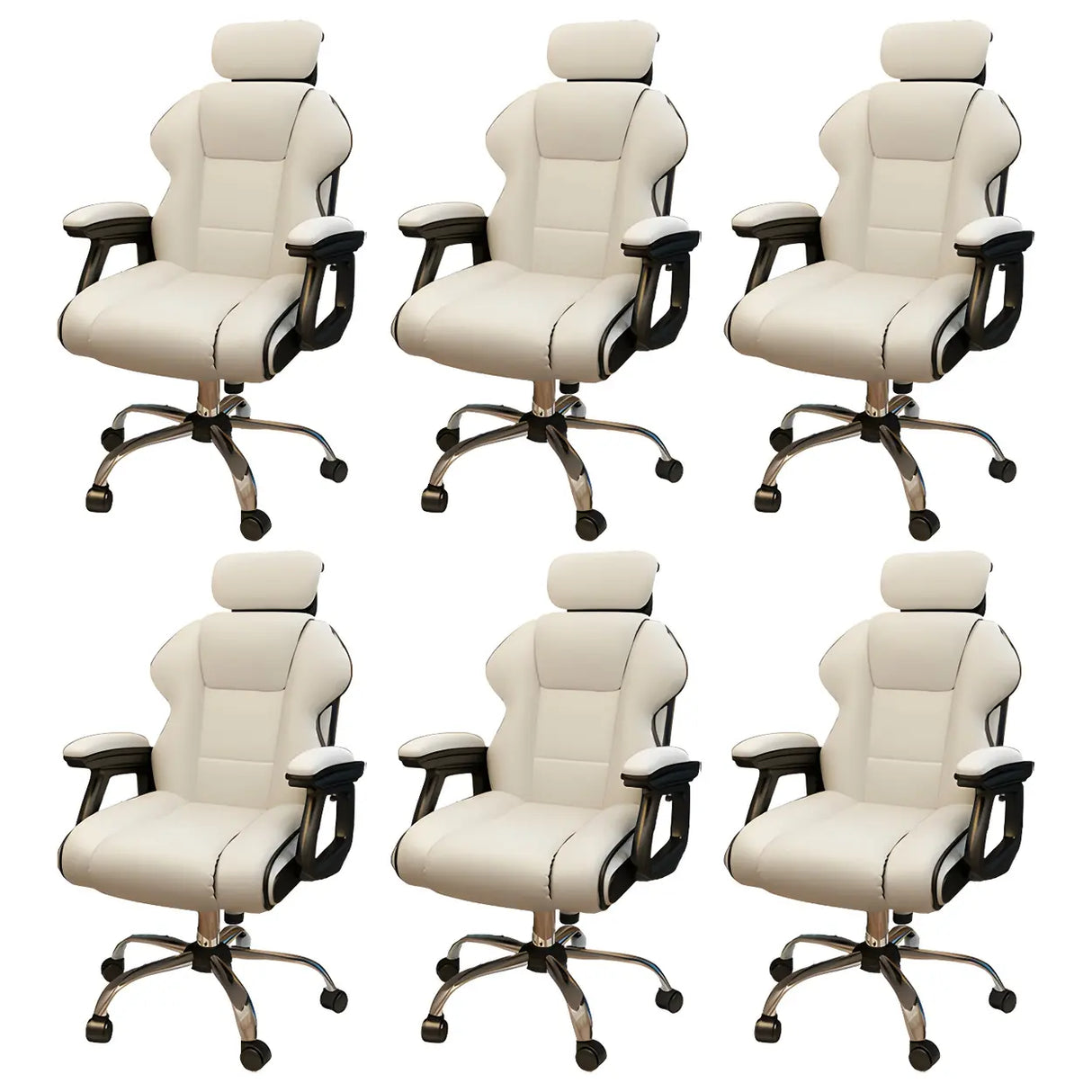 White Recliner Ergonomic Leather High-Back Gaming Chair Image - 34