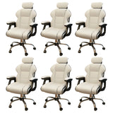 White Recliner Ergonomic Leather High-Back Gaming Chair Image - 34