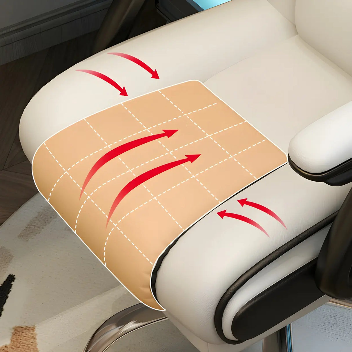 White Recliner Ergonomic Leather High-Back Gaming Chair Image - 18
