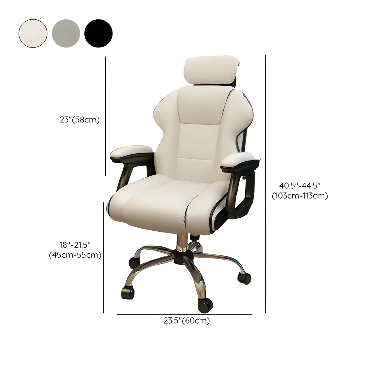 White Recliner Ergonomic Leather High-Back Gaming Chair Image - 36