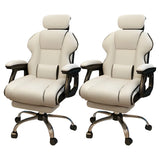 White Recliner Ergonomic Leather High-Back Gaming Chair Image - 20