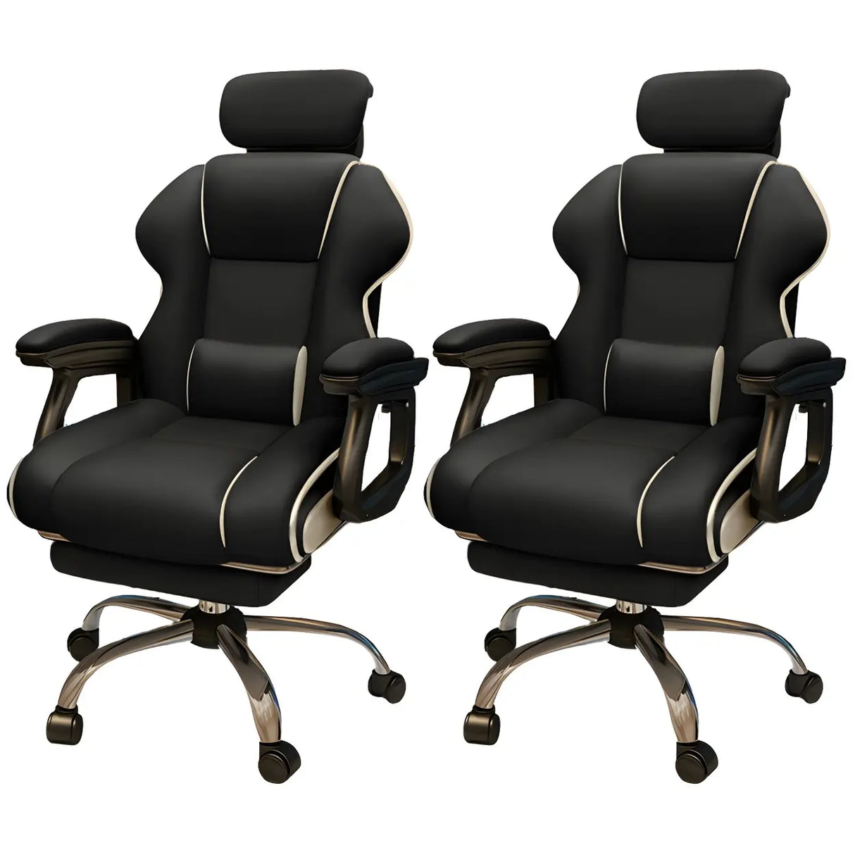 White Recliner Ergonomic Leather High-Back Gaming Chair Image - 4