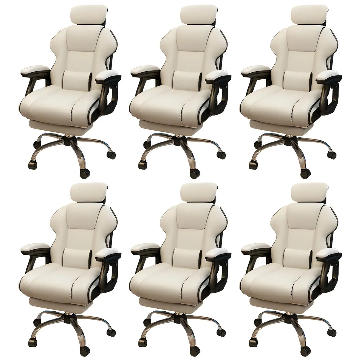 White Recliner Ergonomic Leather High-Back Gaming Chair Image - 22