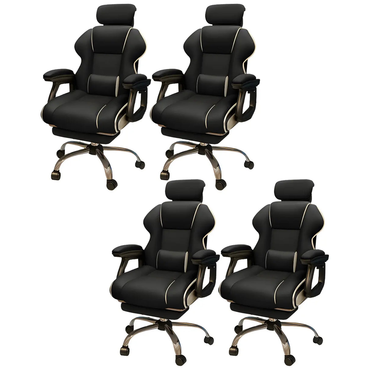 White Recliner Ergonomic Leather High-Back Gaming Chair Image - 6