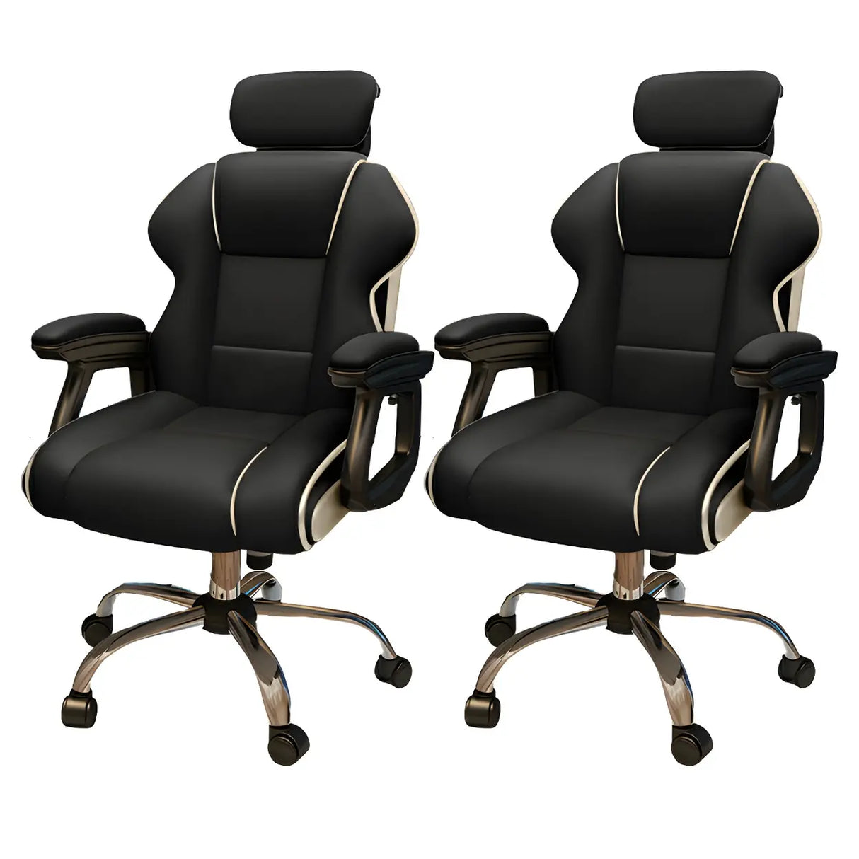 White Recliner Ergonomic Leather High-Back Gaming Chair Image - 24