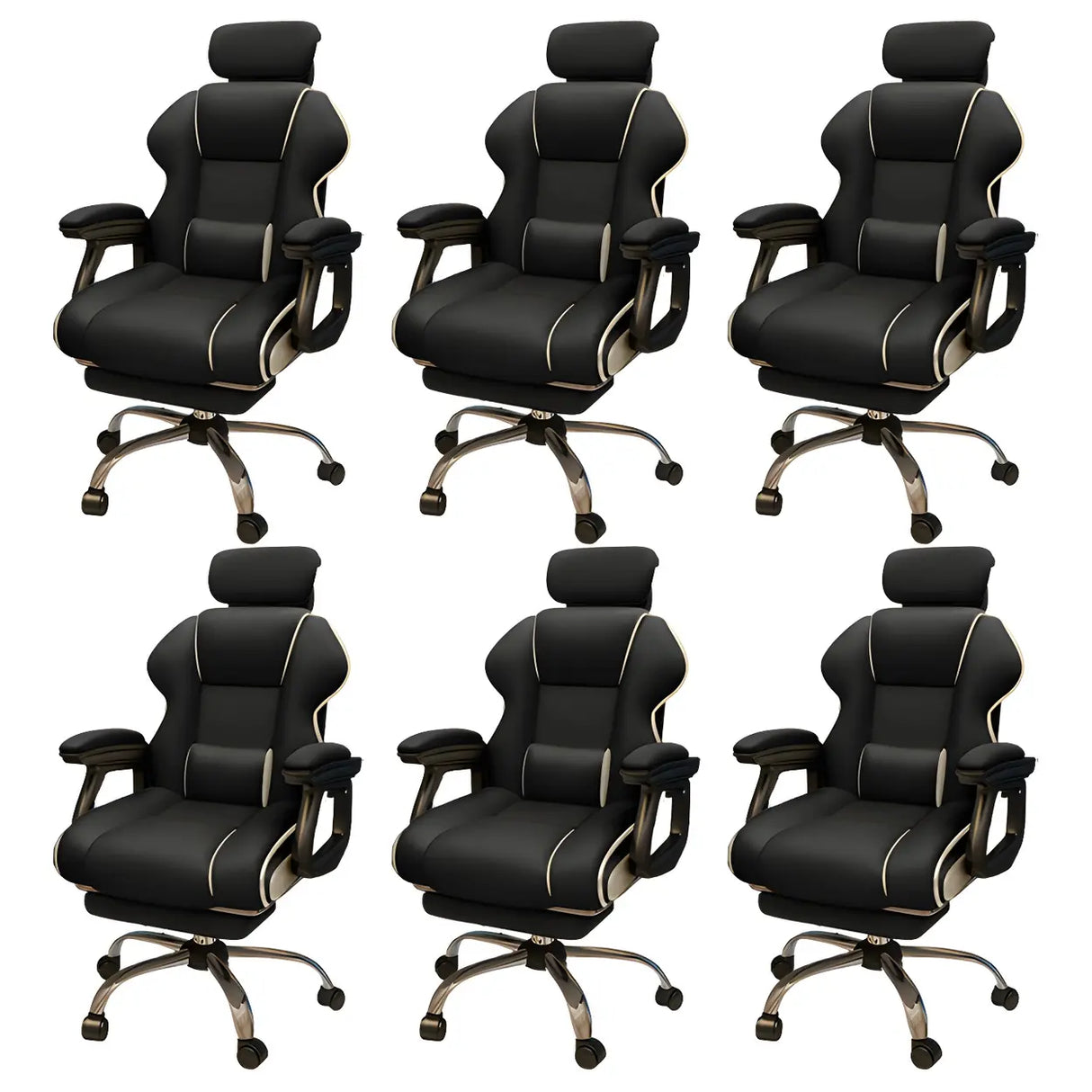 White Recliner Ergonomic Leather High-Back Gaming Chair Image - 7