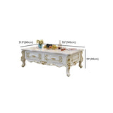 White Rectangle Carving Marble Storage Coffee Table Image - 10