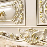 White Rectangle Carving Marble Storage Coffee Table Image - 7