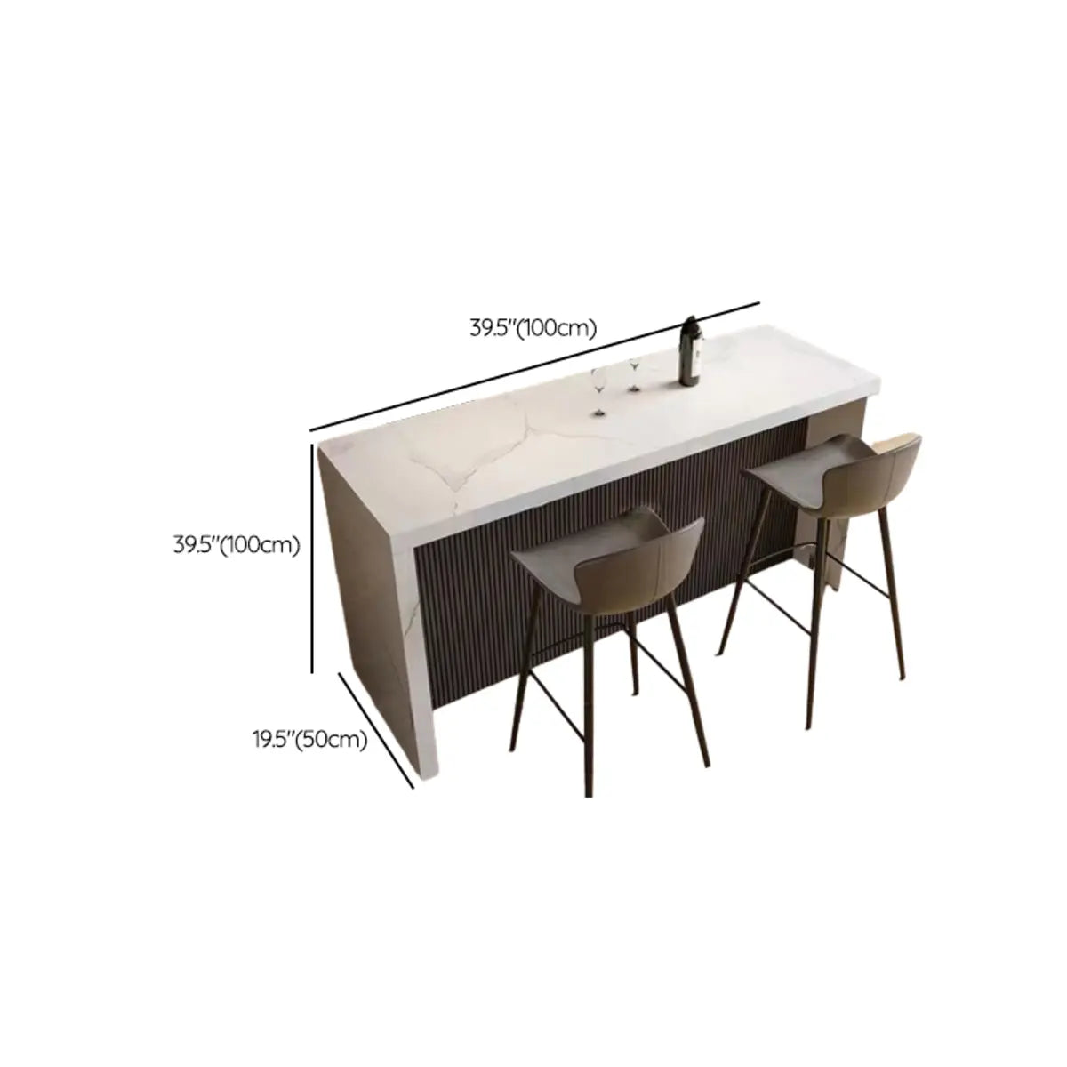 White Rectangle Marble Dining Room Pedestal Bar Table Image - 12