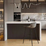 White Rectangle Marble Dining Room Pedestal Bar Table Image - 2