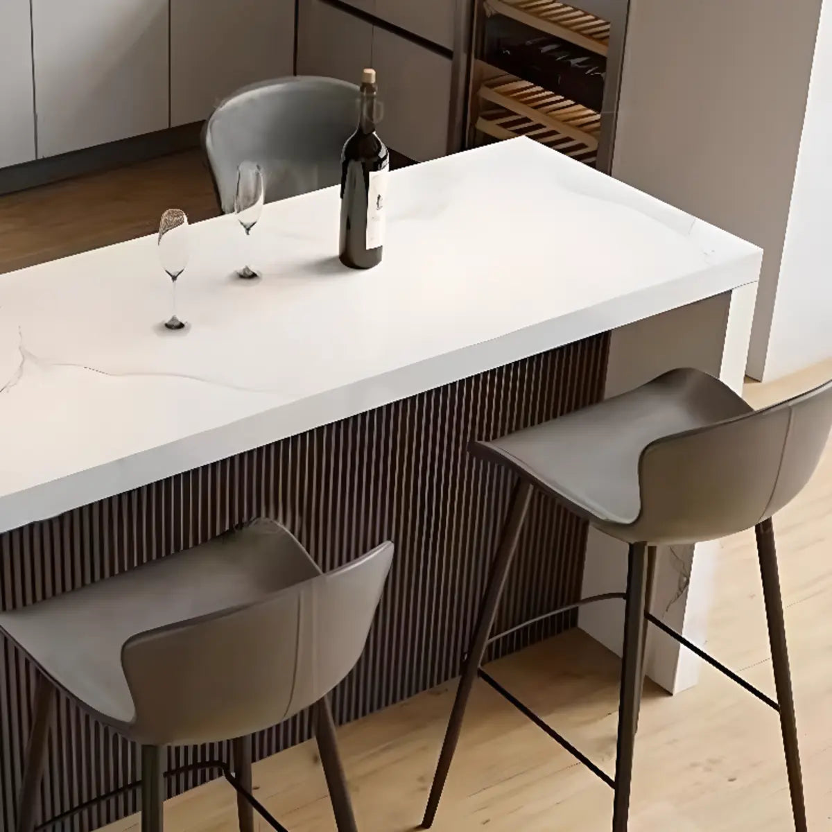 White Rectangle Marble Dining Room Pedestal Bar Table Image - 6