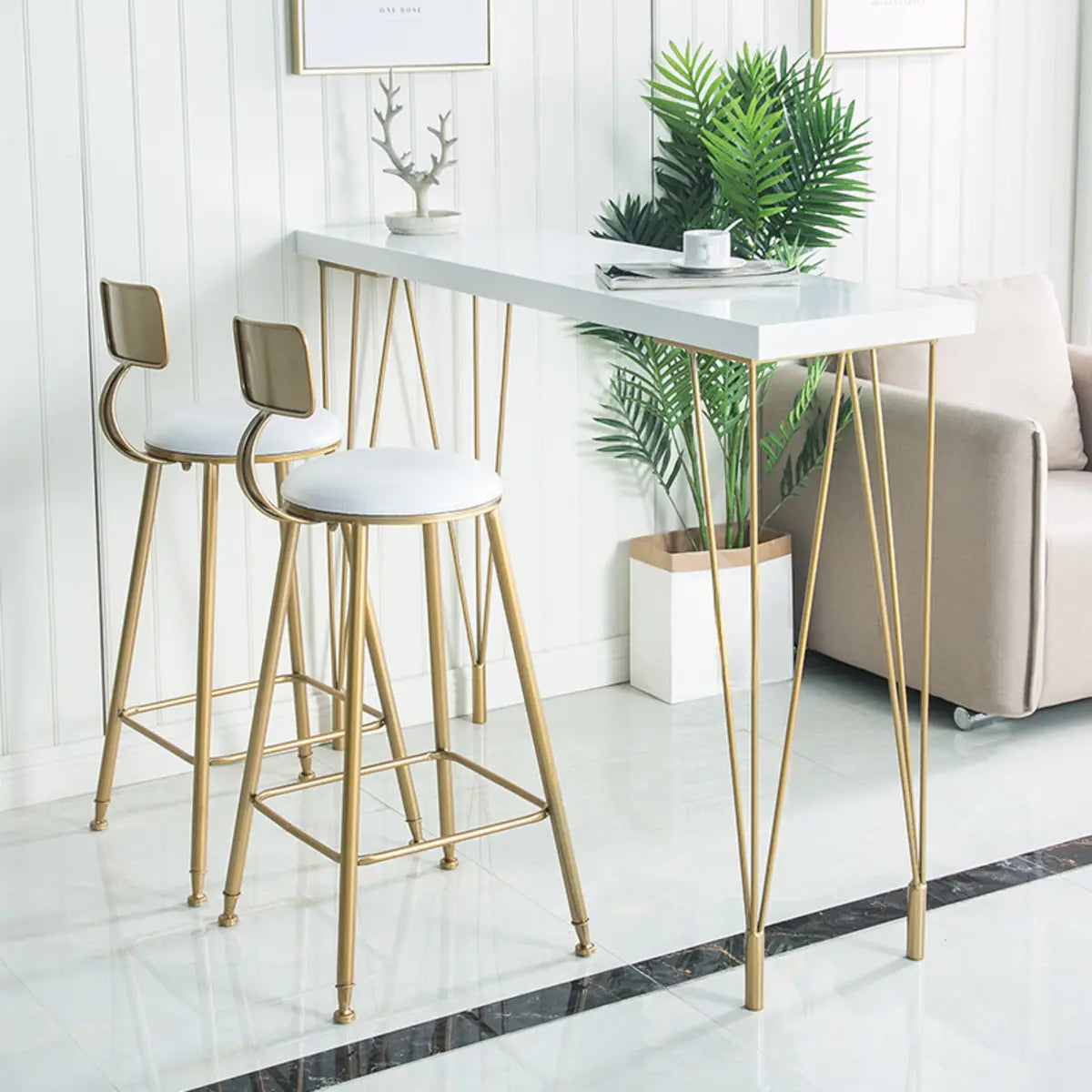 White Rectangle Metal Large Bar Table for Entertaining Image - 1