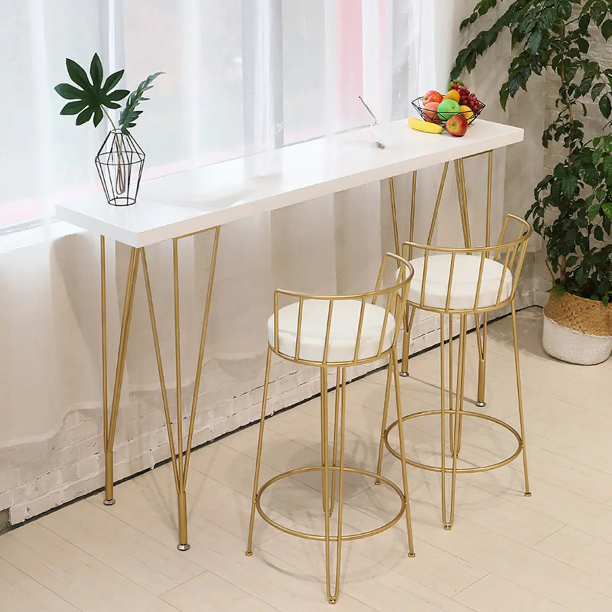 White Rectangle Metal Large Bar Table for Entertaining Image - 4
