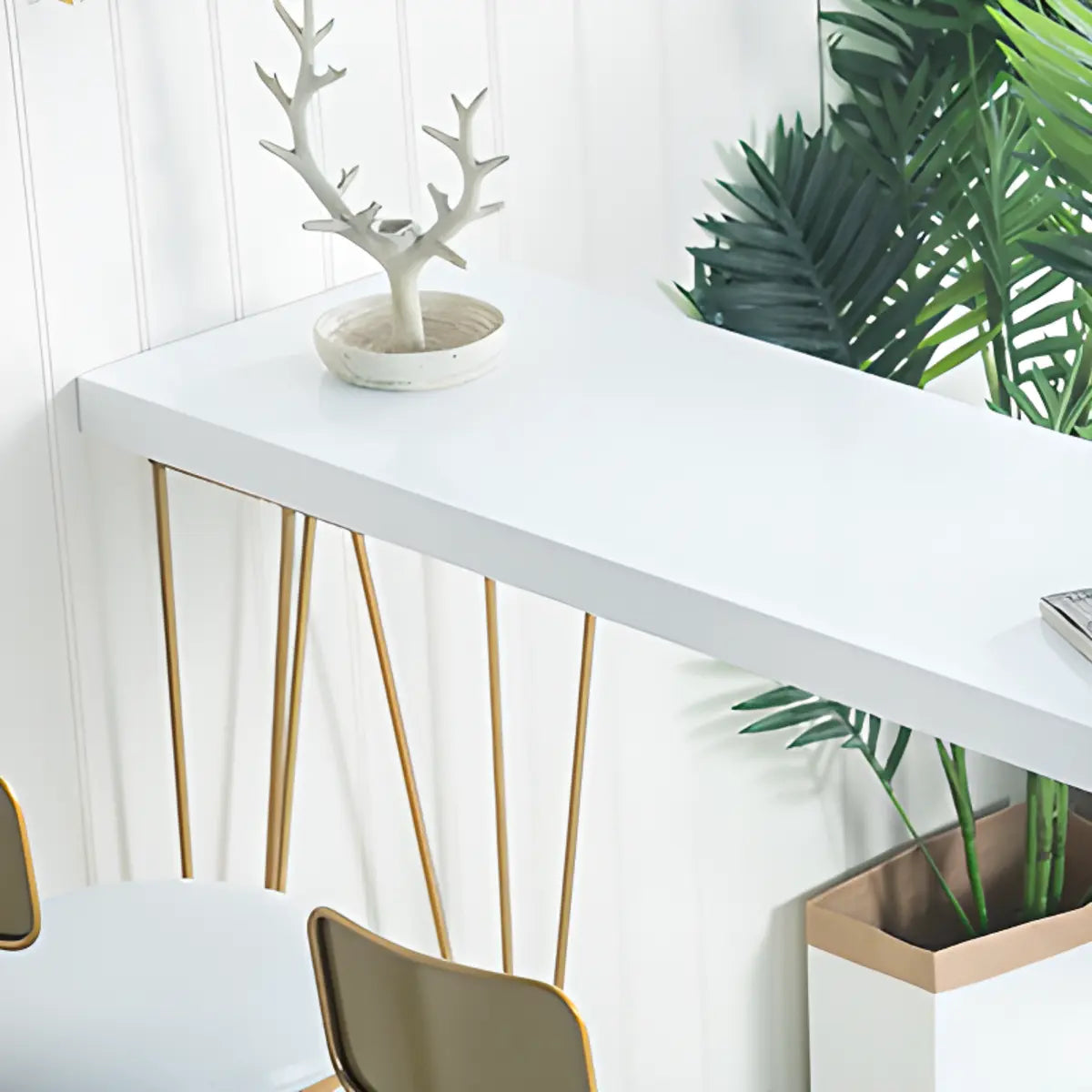 White Rectangle Metal Large Bar Table for Entertaining Image - 6