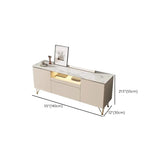 White Rectangle Open Storage Cabinet Stone TV Stand Image - 18