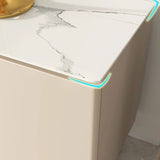 White Rectangle Open Storage Cabinet Stone TV Stand Image - 6