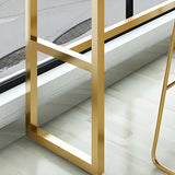 White Rectangle Rock Slab Large Bar Table With Footrest Image - 4