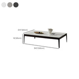 White Rectangle Stone Top Ash Base Single Coffee Table #size