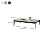 White Rectangle Stone Top Ash Base Single Coffee Table Image - 15