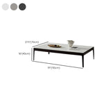 White Rectangle Stone Top Ash Base Single Coffee Table Image - 16