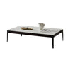 White Rectangle Stone Top Ash Base Single Coffee Table Image - 5