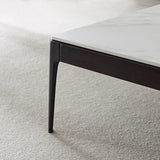 White Rectangle Stone Top Ash Base Single Coffee Table Image - 9