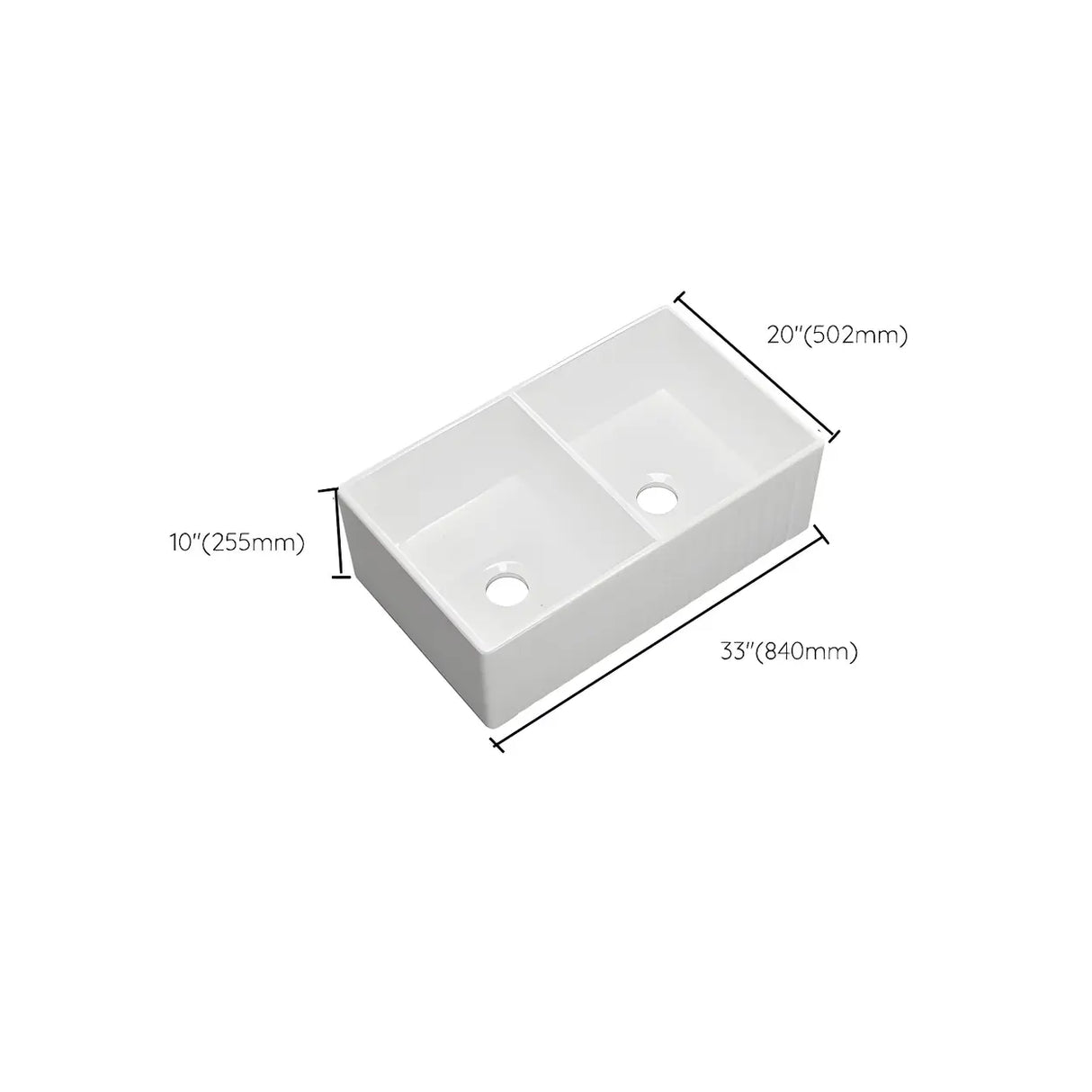 White Rectangular Ceramic Farmhouse Sink with Apron Image - 20