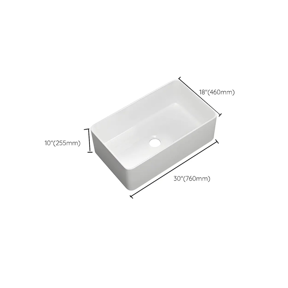 White Rectangular Ceramic Farmhouse Sink with Apron Image - 21